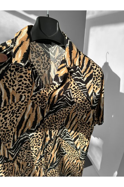 BUPPO Safari Patterned Cuban Collar Efil Efil Alaçatı Shirt