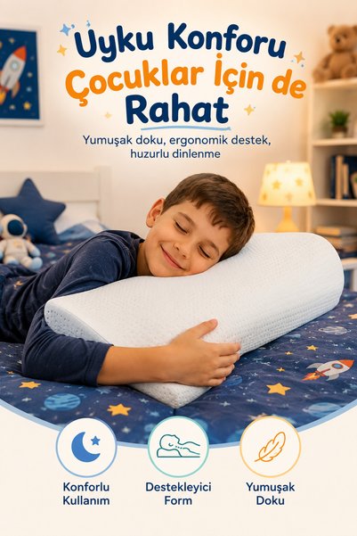 EpiRelax Çocuk Ortopedik Visco Uyku Yastığı Boyun Destekli, Yumuşak Dokulu Rahat Uyku Yastığı