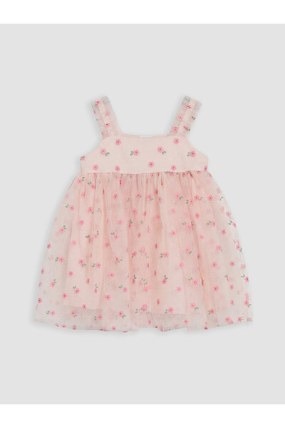 LC Waikiki Pembe Çiçek Desenli Kız Bebek Elbise
