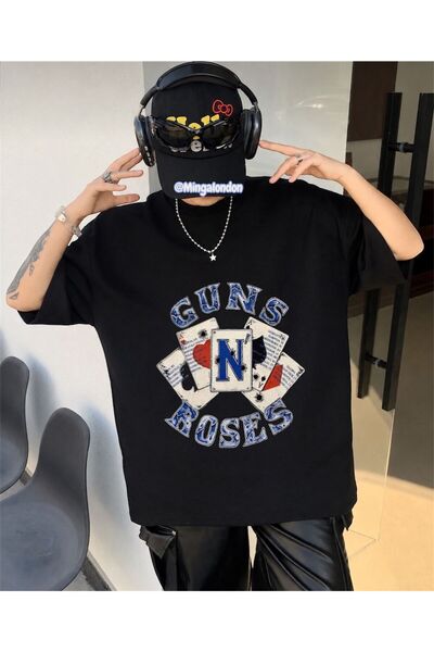 Minga London Tricou oversize cu imprimeu Guns Roses, sezon nou