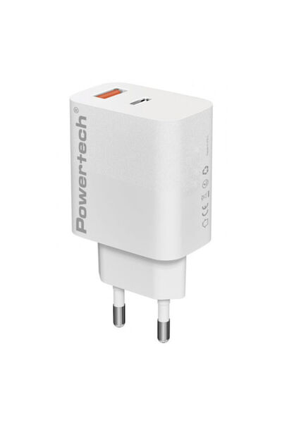 POWERTECH Φορτιστής χωρίς καλώδιο GaN με θύρα USB-A και θύρα USB-C, 30W Γρήγο...
