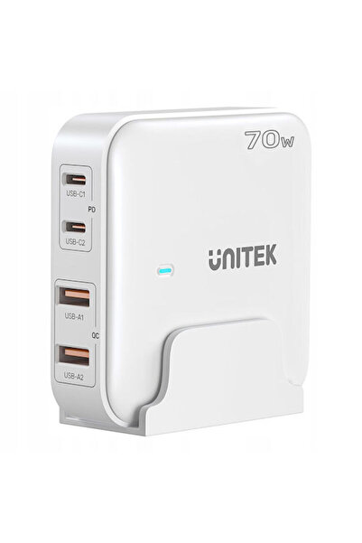 Unitek Βάση Φόρτισης GaN με 2 θύρες USB-A και 2 θύρες USB-C, Παροχή Ισχύος 70...