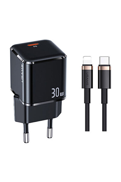 Usams Φορτιστής Κινητού Τηλεφώνου με Θύρα USB-C και Καλώδιο USB-C σε Lightnin...