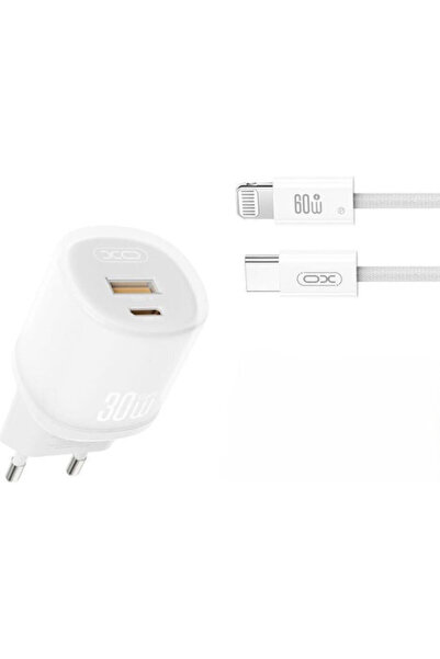 Xo Φορτιστής με θύρα USB-A και θύρα USB-C και καλώδιο USB-C σε Lightning 30W ...