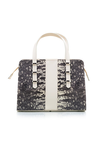 UrbanShoes Women's Genuine Leather Bag , Leofex - 4012 Beige Box Print