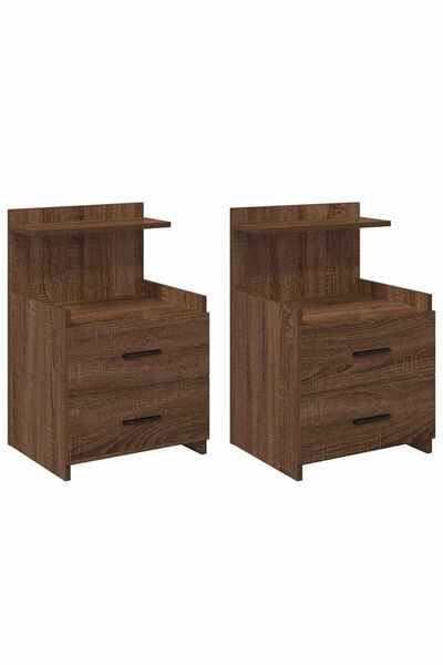 vidaxl Noptiere 2 buc. cu 2 sertare, stejar maro, 40x36,5x62 cm