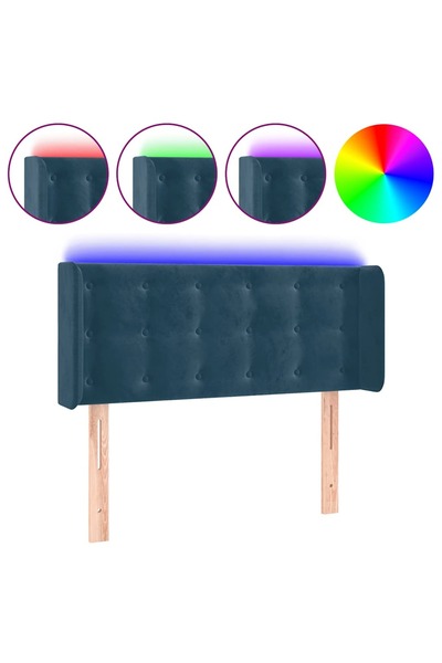 vidaxl Tăblie de pat cu LED, albastru închis, 83x16x78/88 cm, catifea