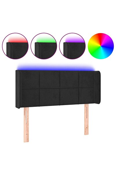 vidaxl Tăblie de pat cu LED, negru, 103x16x78/88 cm, catifea
