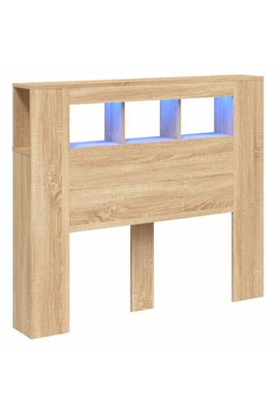 vidaxl Tăblie de pat cu LED, stejar sonoma, 120x18,5x103,5 cm, lemn