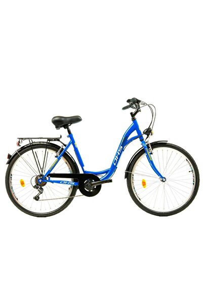 DHS Bicicleta Oras Citadinne 26034, roti 26 inch, marimea L, Albastru