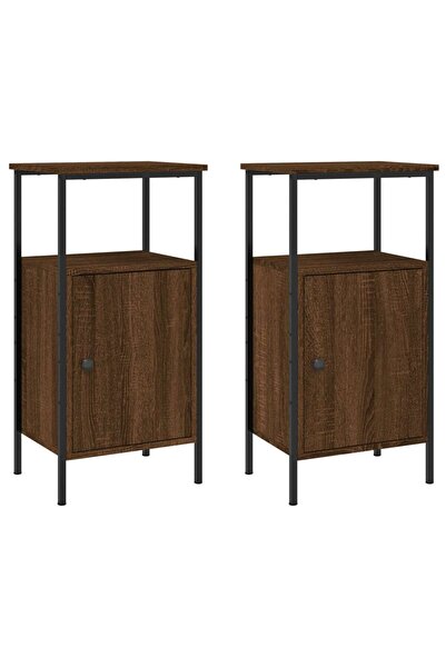 vidaxl Noptiere, 2 buc., stejar maro, 41x31x80 cm, lemn prelucrat