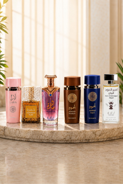 MANASIK Top Bottom Set OF 6 PERFUMES - Lara + Humrah Buni + Mahera + Aswad Bo...