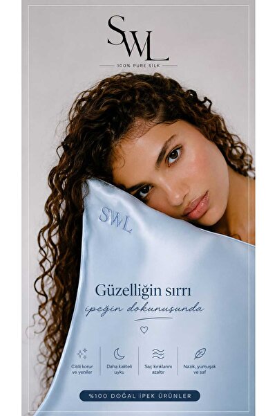 silkwormlife 100% Silk Pillowcase (50 cm - 70 cm) with Zipper, Blue, 1 Piece