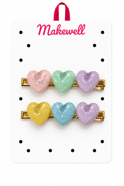 MakeWell Rengarek Starfish Figured Snap Clip Set – Glittery Girls' Hair Clips...