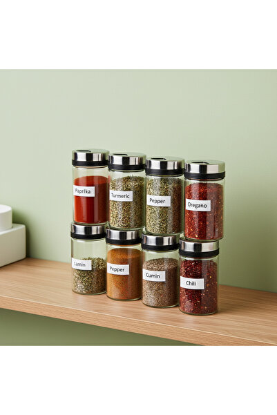 QLUX IDEAS Premium Glass Spice Jar 7X7X13 cm |   Stylish Design, Leak-Proof L...