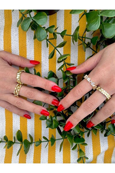 milayk Triple Twist Glitter Adjustable Gold Ring