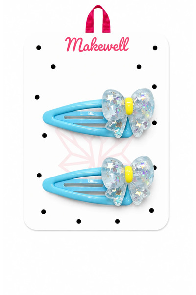 MakeWell Pink Bow Detailed Snap Clip Set – Glittery Star Patterned Girls' Hai...