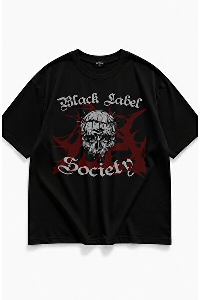 Fuddy Moda Tricou unisex cu imprimeu Black Label Society, cu guler rotund, tr...