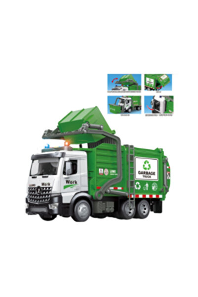 CasaDesteapta.ro Metal Garbage Truck Toy with Sounds and Lights