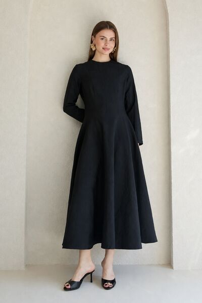 MAG FASHİON Hijab Dress Black Zipper Detailed Dress Hijab Evening Dress Hijab...