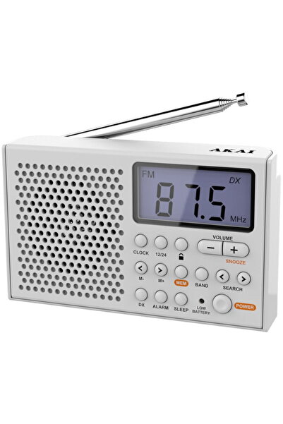 AKAI AWBR-305 Λευκό Φορητό ραδιόφωνο παγκοσμίου λήψεως με οθόνη και ρολόι