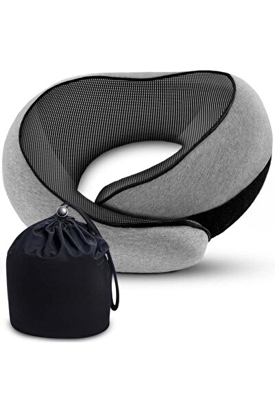 Generic Memory Foam Travel Neck Pillow with Breathable Hood & Carry Bag – U S...