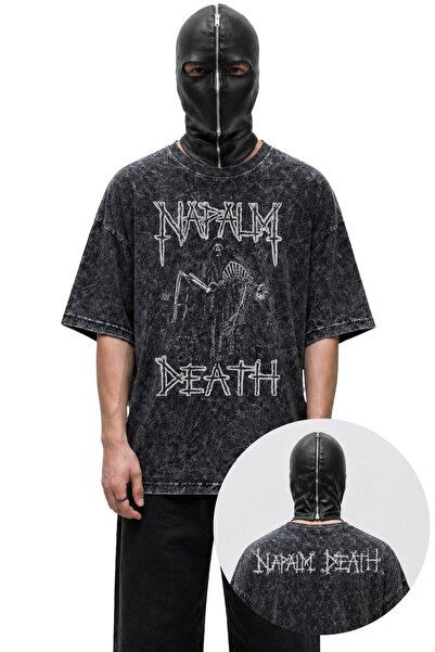 Fuddy Moda Tricou unisex cu imprimeu Napalm Death, tricou vintage cu tematică...