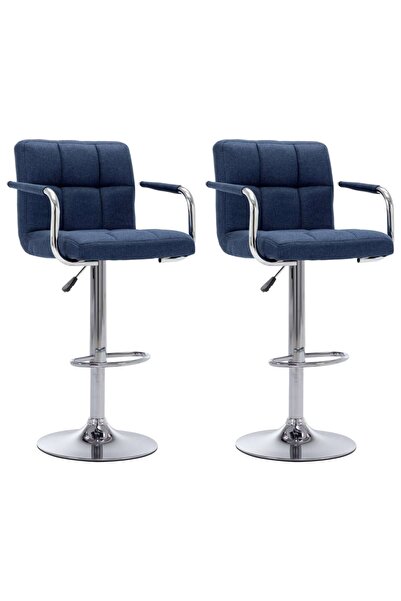 vidaxl Scaune de bar, 2 buc., albastru, material textil