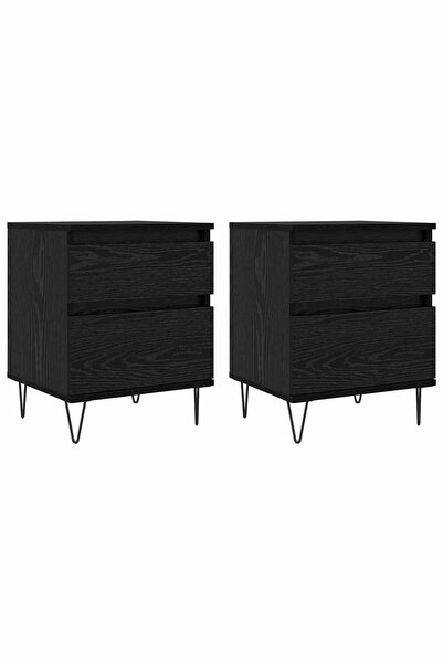 vidaxl Dulap de pat Stejar Negru 40 x 35 x 50 cm Lemn compozit