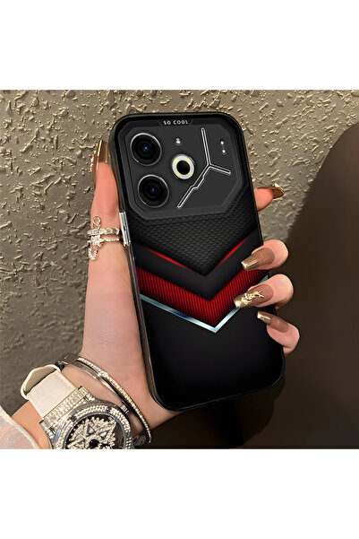 PATTERNOVA Tecno Pova 6/Pova 6 Pro 5G Uyumlu Oyuncu Tarzı Siyah Turuncu Kılıf...