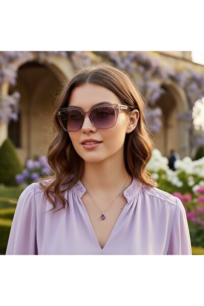 Tress Fashion Ochelari de soare dama - roz UV400 - AP7533 (Toc inclus)