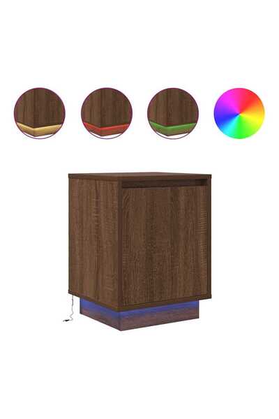vidaxl Noptiera cu lumini LED Stejar maro 38x34x50 cm