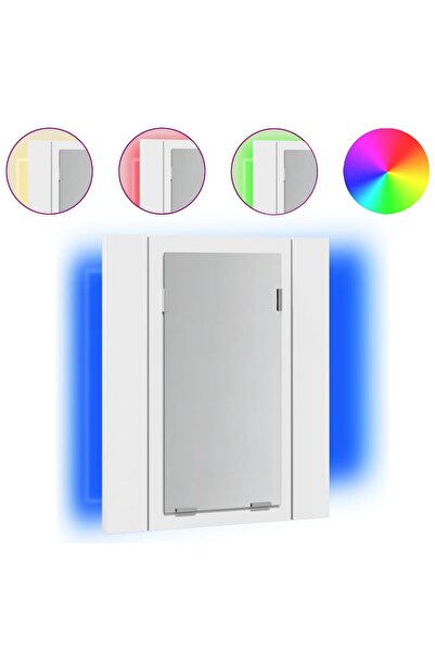 vidaxl Bathroom cabinet with mirror & LED, white, 40x12x45 cm, acrylic