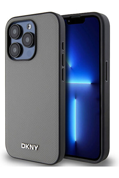 Dkny Λογότυπο Πίσω Κάλυψης Συνθετικό Δέρμα / Δέρμα Ασημί (iPhone 14 Pro) Κωδι...