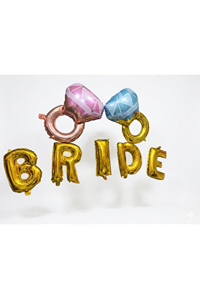 CAVAŞ sun hat Bride to Be Bachelorette Set Gold Letter Balloon and Solitaire ...