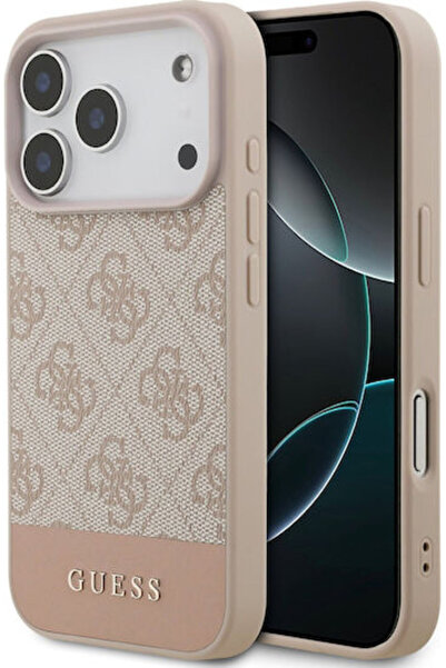 Guess Pu 4g Ριγέ Πίσω Κάλυμμα Πλαστικό / Σιλικόνη / Δέρμα Ροζ (iPhone 17 Pro)...