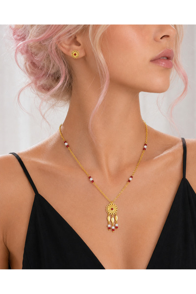 OEM Necklace and earrings Top Bottom Set , Exotic, 18K gold plated