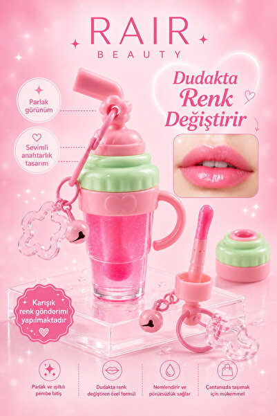 RAİR BEAUTY Charmlı Renk Değiştiren Lipgloss Suluk Şeklinde Gloss (KARIŞIK RE...