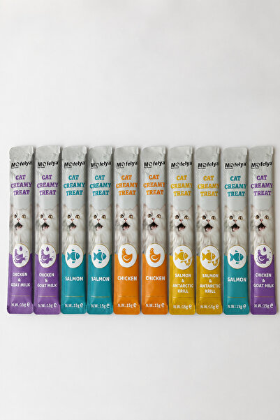 MOFELYA Creamy Cat Treat Karışık Krema Sıvı Kedi Ödül Maması 15grx10 Adet Yük...