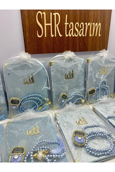 SHR Kişiye Özel 10’lu Kadife Yasin & Zikirmatik Tesbih Bebek Mevlüt Hediyesi ...