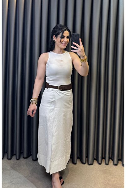 Nisam Belted Ornamented Stitched Skirt