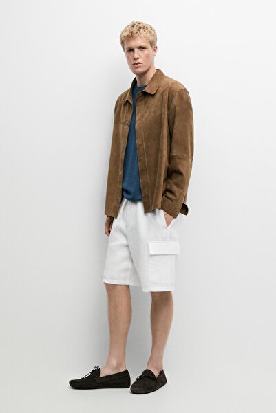 Massimo Dutti %100 keten kargo bermuda şort
