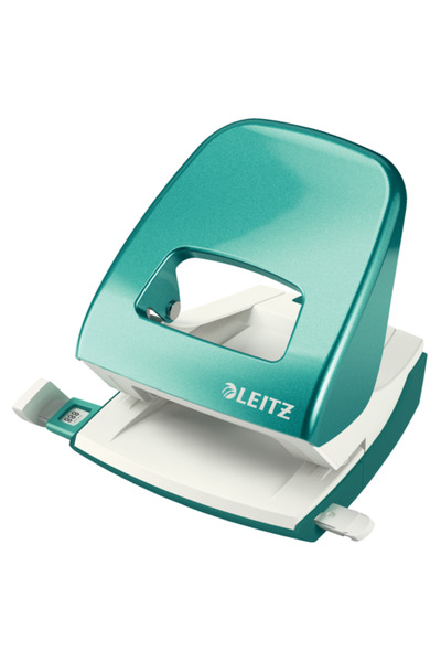 Leitz 30-Sheet Hole Punch Model 5008 Metallic Turquoise WOW