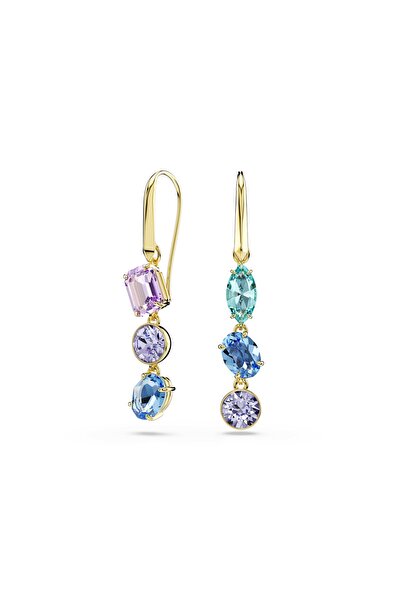 Swarovski Gema damla küpeler, Asimetrik tasarım, Karışık kesimler, Çok renkli...