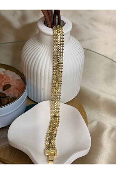 ANKA JEWELLRY Gold Multi-Row Chain Detail Women's Steel Bracelet