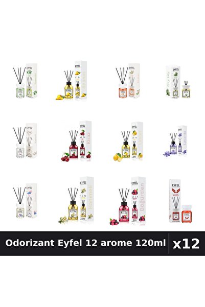 Eyfel Set 12 Odorizante Camera cu Betisoare - 12 Arome Asortate, Parfum Inten...