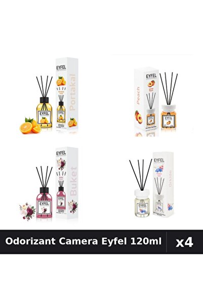 Eyfel Set 4 Odorizant Camera cu Betisoare - Portocala, Piersica, Bouquet, Orh...