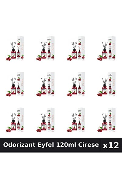Eyfel Set 12 Odorizante Camera cu Betisoare - Aroma Cirese, Parfum Intens 120ml