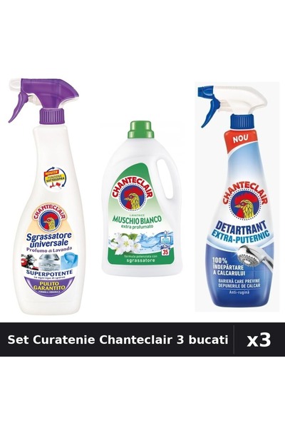 Chanteclair Set 3 Curatenie 1575ml Detergent, 600ml Degresant, 625ml Detartrant