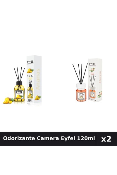 Eyfel Set 2 Odorizante Camera cu Betisoare 120ml - Ananas, Acacia - Parfum In...